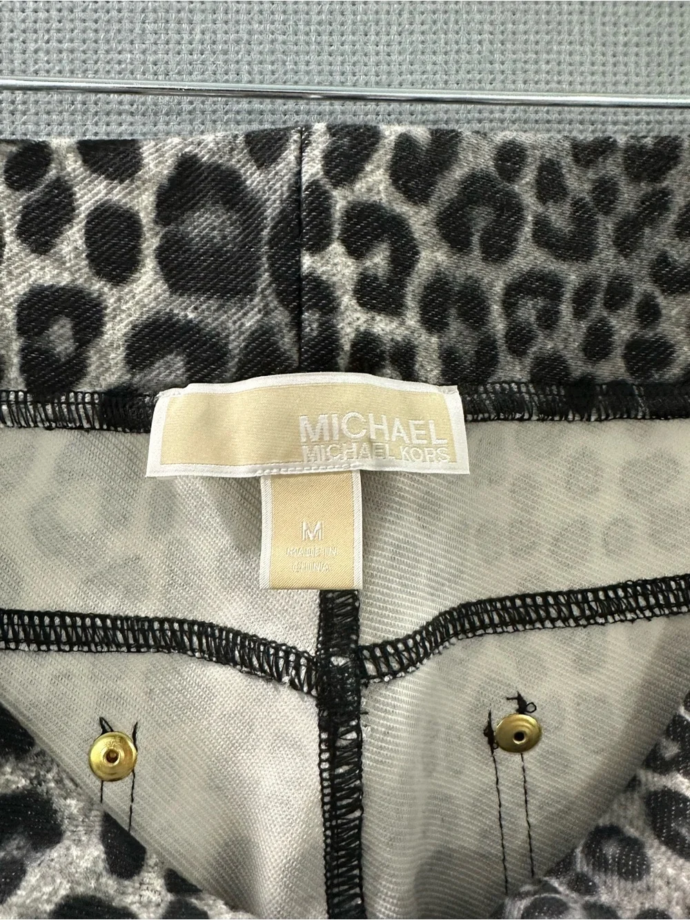 Michael Kors Black & White Leopard Print Leggings